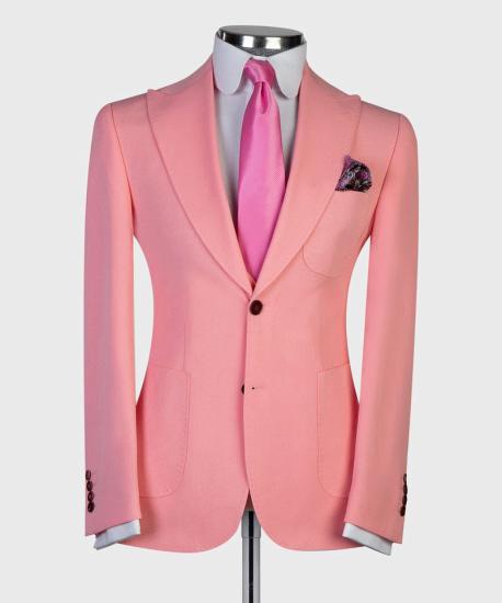 Trendy Pink Pointed Lapel three Piece Slim Fit Men for Prom_6