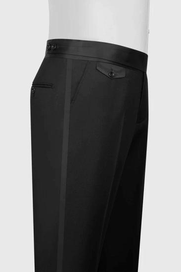 Slim Black Jacquard Notched Lapel Prom Suits With Red Crossover Satin Panel_4
