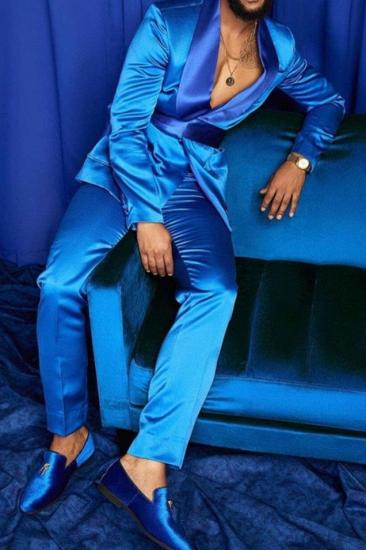 Conor Cool Blue Shawl Lapel Custom Prom Men Suit