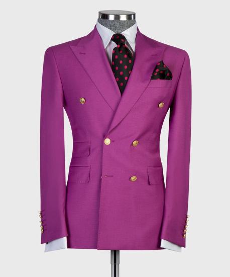 New Arrival Fuchsia Fashion Double Breasted Pointe Collar Prom Men's Suit Suit_4