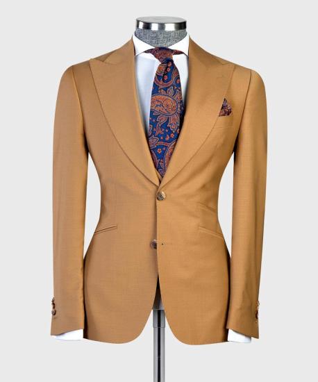 New Brown Point Lapel Fashion Business Men Suits_5