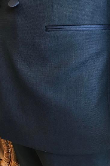 Stylish Dark Blue Shawl Collar Jacket Trousers Suits_5