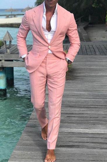 Notch Lapel Prom Evening Suit | Linen Wedding Party Groomsmen Suit_1