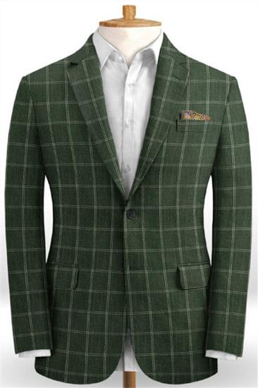 Luxury Green Two Piece Men Suit |  Men Linen Prom Evening Suit_1