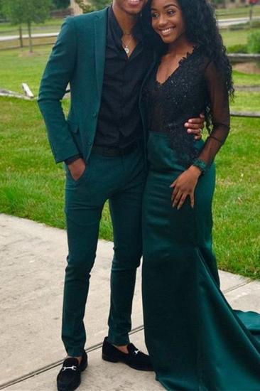 Dark Green Two Piece Notch Lapel Fashion Prom Suit Online_1