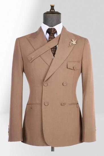 Brady New In Double Breasted Peaked Lapel Coffee Men Business Suit_1