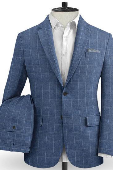 Navy Blue Groomsmen Suit | New Check Tuxedo Two Pieces_2