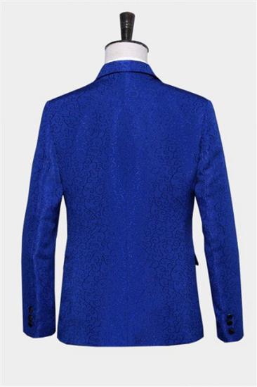 Royal Blue Jacquard Tuxedo Jacket |  Mens Fashion Slim Fit Blazer_2