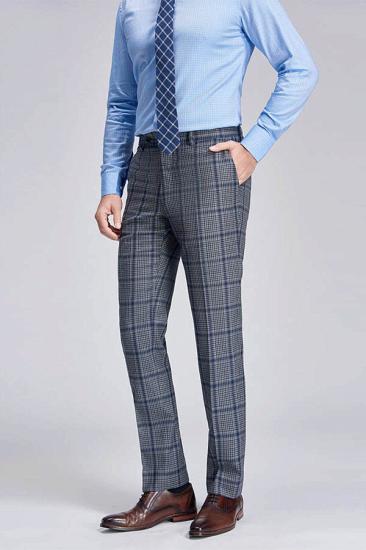 Keith Fashion Plaid Grey Formal Men Suit Pants_2