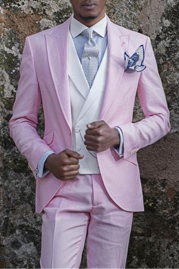 Fashion Notch Lapel Groom Tuxedo | Pink Prom Menswear_1