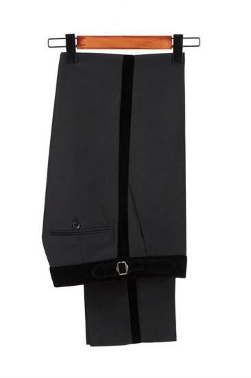 Stylish Velvet Lapel Double Breasted Prom Suit | Belt Leopard Black Jacquard Mens Suit for Wedding_4