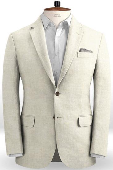 Beach Ivory Linen Mens Suit Wedding Suit | Mens Suit Fit Casual Groom Prom Tuxedo_1