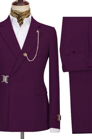 Zachary Dark Purple Chic Notched Lapel Men Business Suit_2