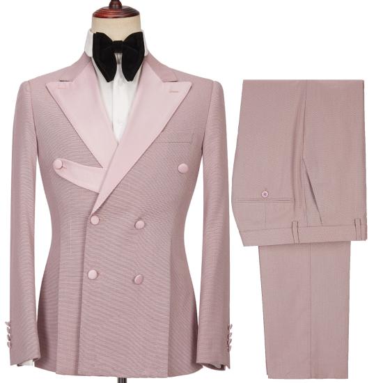 Christopher Stylish Pink Double Breasted Point Lapel Mens Suit_5