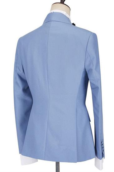 Porter Blue Slim Fit Point Lapel Ruffle Fashion Prom Mens Suit_2