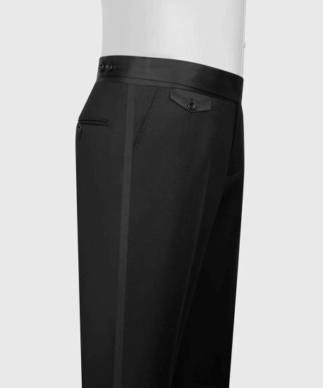 Black Jacquard Three Piece Tuxedo with Red Beaded Embroidery | Bradymensuit_2