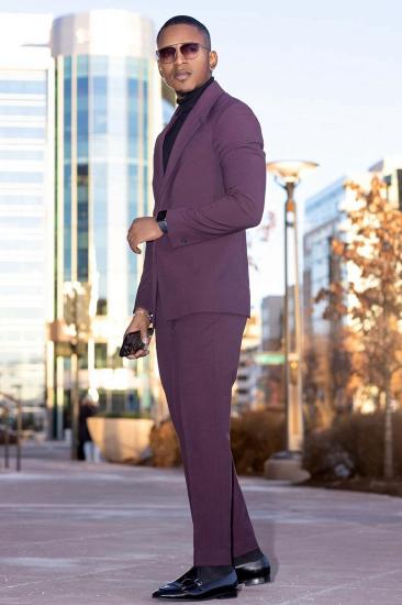 Brady Dark Purple Notched Lapel One Button Two Pieces Prom Suits_2