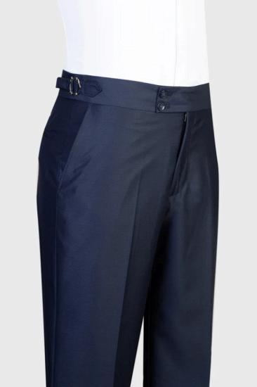 Brady Classic Dark Blue Peak Lapel Wool Three Piece Men Business Two Piece Suit_3