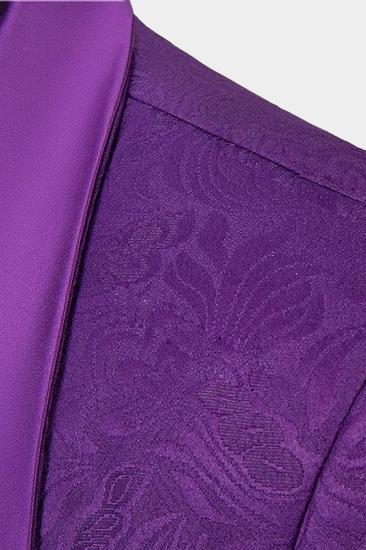 Vintage Jacquard Violet Men Suit |  Three Piece Prom Suit_4