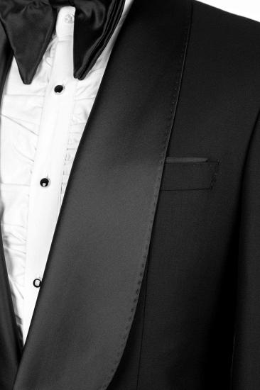 Elegant Black Shawl Lapel Tuxedo Suit One-Button Formal Prom & Wedding Suit_3