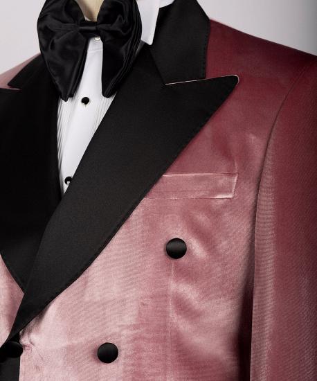Anner Pink Velvet Lapel Men Two Piece Suits | Prom Suits_4