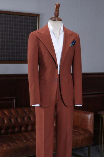 Arno Sleek Brick Red Notched Lapel Two Button Slim Fit Suit | Business Suit_1