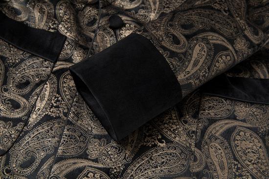 Black Men Nightgown Suit Shawl Collar Velvet Two Piece  Suits | Banquet Prom Suit With Belt_4