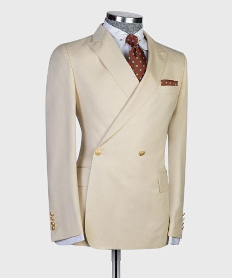 James Champagne Double Breasted Men Lapel Suit | Two Pie Suits_3