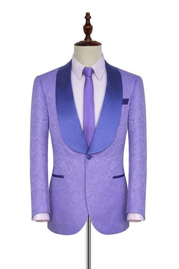 Lavender Jacquard Silk Shawl Lapel Custom Prom Suit