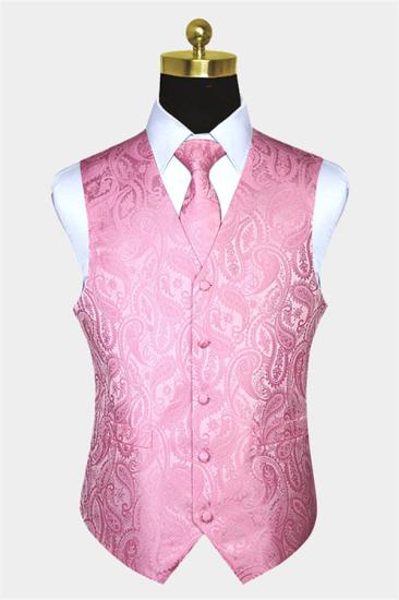 Fashion Silk Light Pink Paisley Mens Vest for Prom Online_1