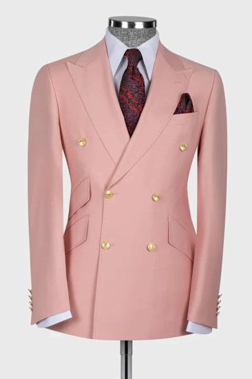 Stylish Pink Double Breasted Men Two Piece Suit | Three Pocket Suit_1