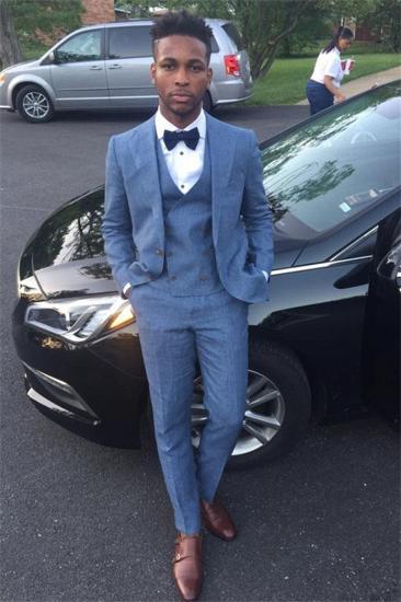 Best Men Prom Outfits In Trendy Blue Three Piece_1
