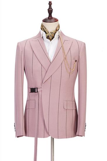 Nolan Pink Striped Pointed Lapel Fitted Mens Suit Online