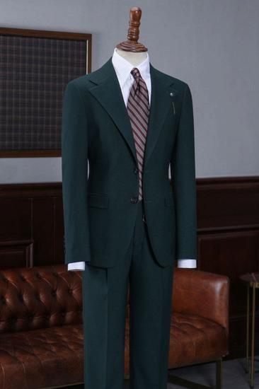 Page Sleek Dark Green Notched Lapel Slim Fit Suit_1