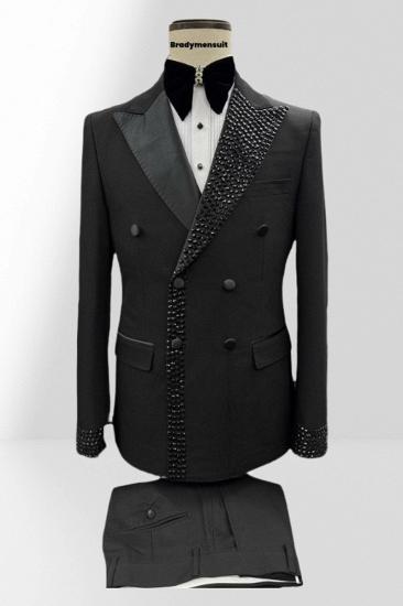 Brady New Stylish Black Peak Collar Two Piece Prom Suit_2