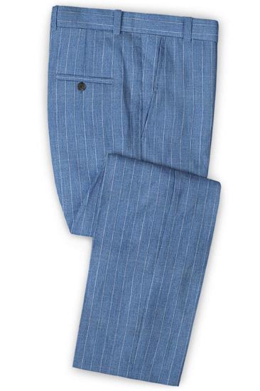 Ocean Blue Striped Prom Tuxedo | Two-Piece Linen Mens Suit_3