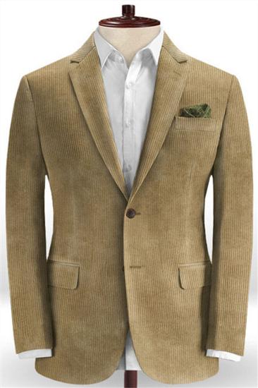 Khaki Corduroy Stripe Mens Suit | Mens Fashion Slim Fit Tuxedo_1