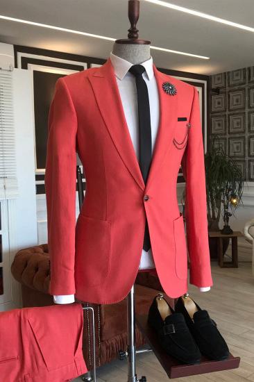 Jack Red Tip Lapel Slim Fit 2 Flap Prom Mens Suit_1