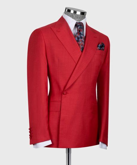 Glen Chic Red One Button Two Pieces Prom Suits for Men_3