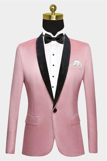 Mens Light Pink Velvet Prom Suit |  Modern Mens Slim Fit Blazer