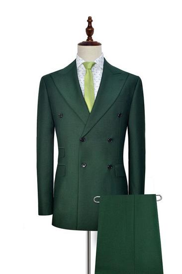 Reid Dark Green Double Breasted Mens Formal Suit_2