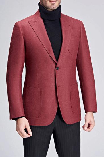 Trendy Red Spiked Lapel Patch Pocket Slim Fit New Mens Blazer_2