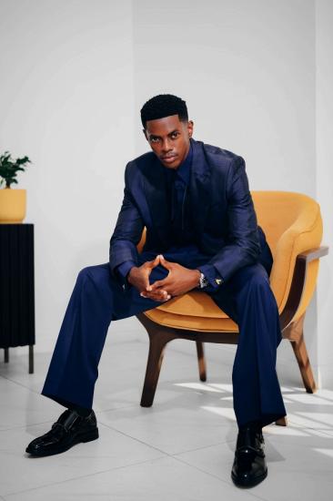 James Bespoke Navy Peaked Lapel Slim Two Piece Fit Prom Suits_1