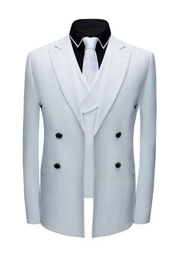 Jonathon Fashion White Notched Lapel Double Breasted Formal Mens Suit_1