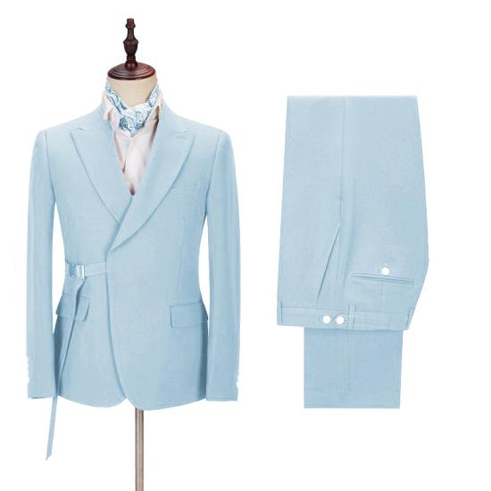 Justin Custom Sky Blue Pointed Lapel Men Suit With Adjustable Buckle_2
