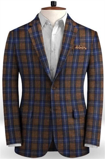 Brown Linen Notched Lapel Tuxedo |  Handsome Two Piece Mens Suit_1