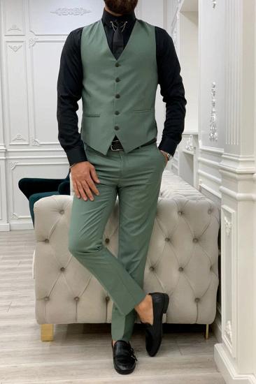 Frank Green Mens Peak Collar Three Piece Slim Fit Prom Suit_3