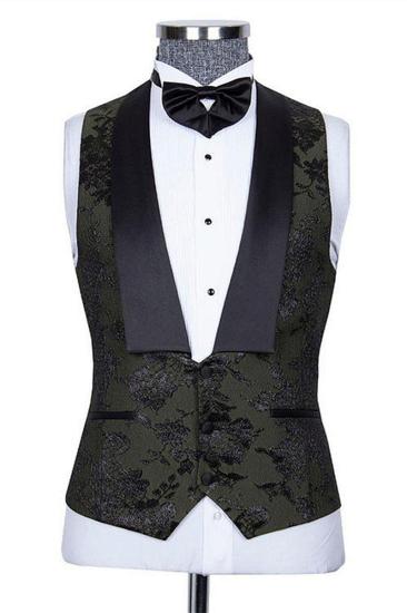 Nathanael Handsome Black Three-Piece Jacquard Point Lapel Wedding Groom Suit_2