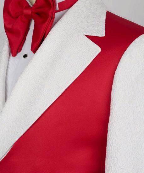 Slim White Jacquard Notched Lapel Two Pieces Prom Suits With Red Crossover Satin Panel_2