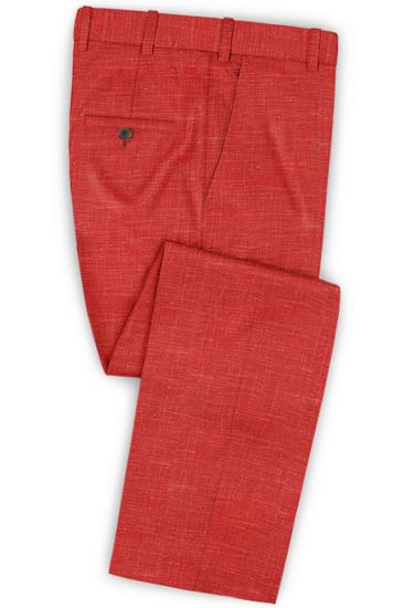 Summer Red Linen Mens Suit | 2 Piece Mens Prom Suit Tuxedo_3